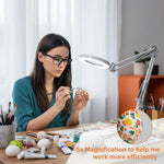 HASTHIP Desk Magnifying Glass for Crafting and Electronics Repair with 5X Lens featuring USB LED Light and Flexible Metal Arm | Screw Fix Mount
