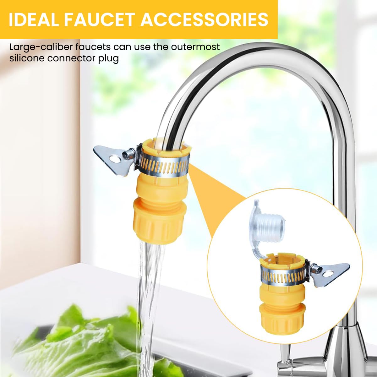 HASTHIP Hose Adapter for Faucet with 4PCS 2 in 1 Universal 1/2 inch and 3/8 inch Connectors