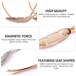 HASTHIP Curtain Tiebacks for Home and Office with 35cm Elastic Alloy Strap featuring Snap Buckle | Gold Feather Decor Pair
