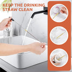 HASTHIP Bottle Brush Set for Water and Baby Bottles with 3 Pcs Ergonomic Handles | Straw Cleaner