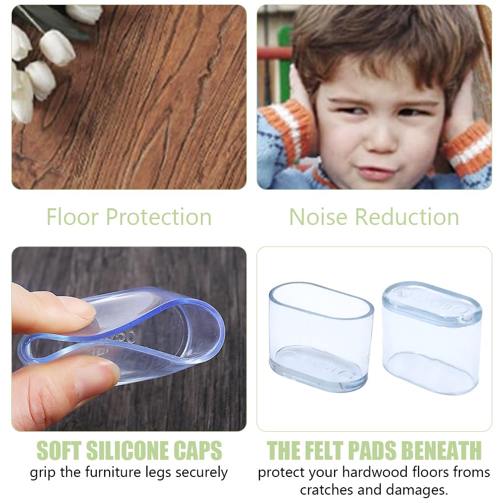 HASTHIP Chair Leg Floor Protectors for Hardwood and Tile Floors 16pcs 15x30mm PVC Sleeves