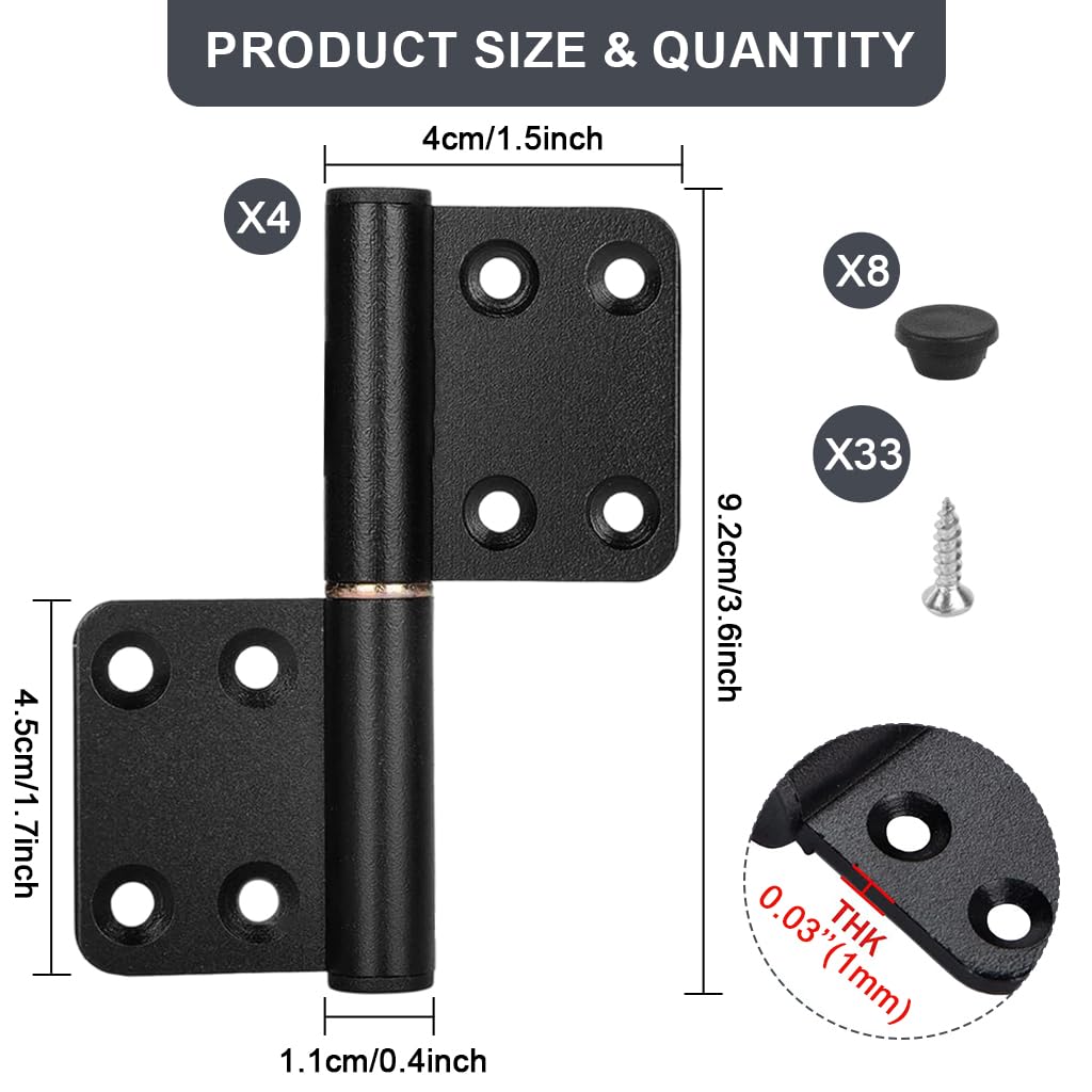 HASTHIP Door Hinges Kit for Cabinets and Furniture with Dual Panel Design and Screw Pack | Pre Punched Aluminum Hinges for Silent Smooth Operation