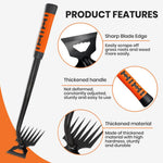 HASTHIP Weeder Hand Tool for Lawn and Garden with 15.7 in Steel 6 Claws | Rubberized Handle