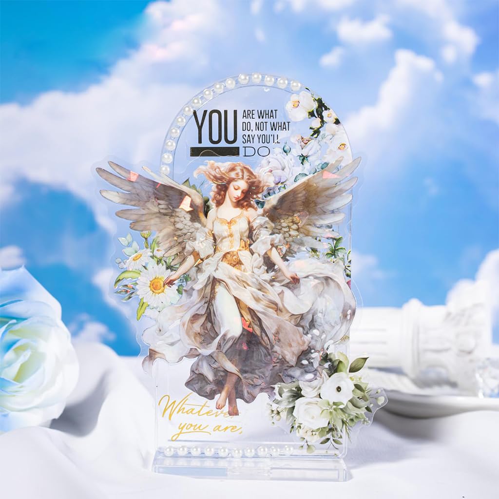 HASTHIP® 30Pcs Angel Stickers PET Material3.9-Inch Aesthetic Dreamy Color Angel StickersDurable, Waterproof, Glossy6 Styles for Journaling, Scrapbooking, Crafting, Gifting