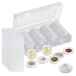 HASTHIP® 60 Pcs Coin Box with 5 Sizes Protective Gasket, Clear Plastic Coin Capsule Holder for 17-40mm Coins, Tokens, Medals, Collecting Storage Organizer