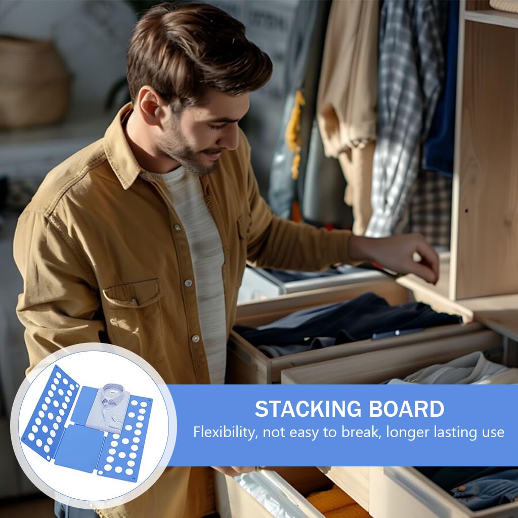 HASTHIP® Clothes Folding Board, Quick Clothes Folding Board, Handy and Neat Clothes Folding Board, Labor Saving Clothes Folding Board for T-shirt, Long Sleeves, Shirt, Blue