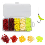 HASTHIP® Kit de Señuelos de Pesca 161PCS,Cebos Blandos Gusano y Larva para Agua Dulce o Salada,Señuelos Realistas con Movimiento Natural y Caja Almacenamiento