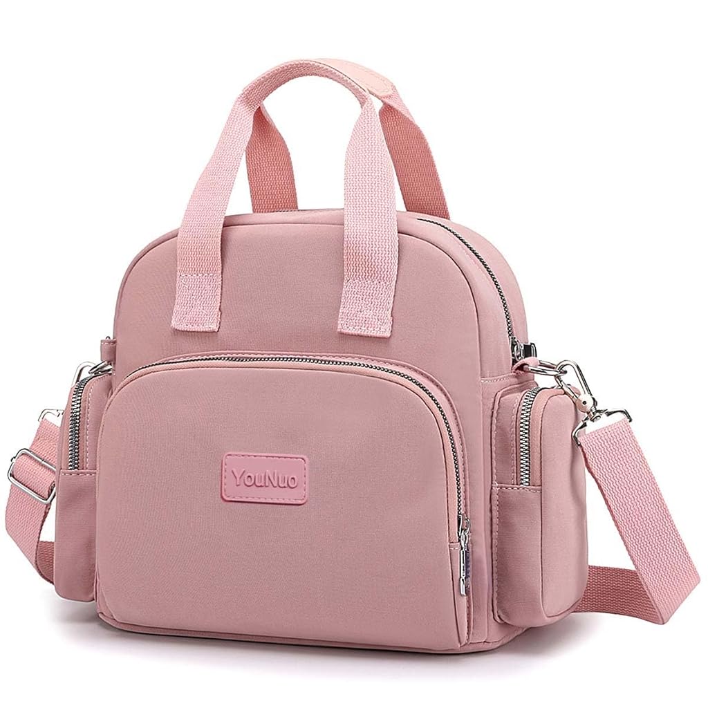 HASTHIP® Women Shoulder Handbag Convertible Backpack Purse Multipurpose Nylon Crossbody Purse Ladies Multi Pocket Tote
