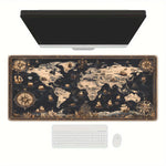 HASTHIP® Alfombrilla de Ratón Grande 900x400x3mm, Mapa del Mundo Vintage Náutico, Base Antideslizante, Superficie Impermeable y Bordes Cosidos, Ideal para Oficina, Hogar y Juegos