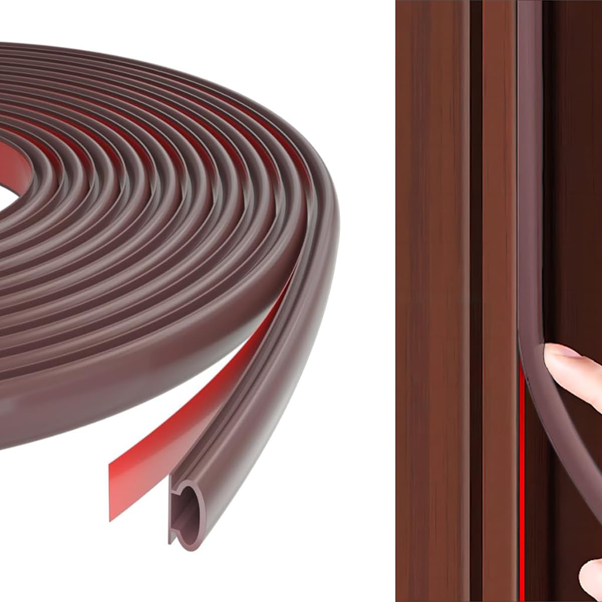 HASTHIP Door Seal Strip for Noise Reduction and Thermal Insulation 19.7 ft | Self Adhesive TPE Rubber