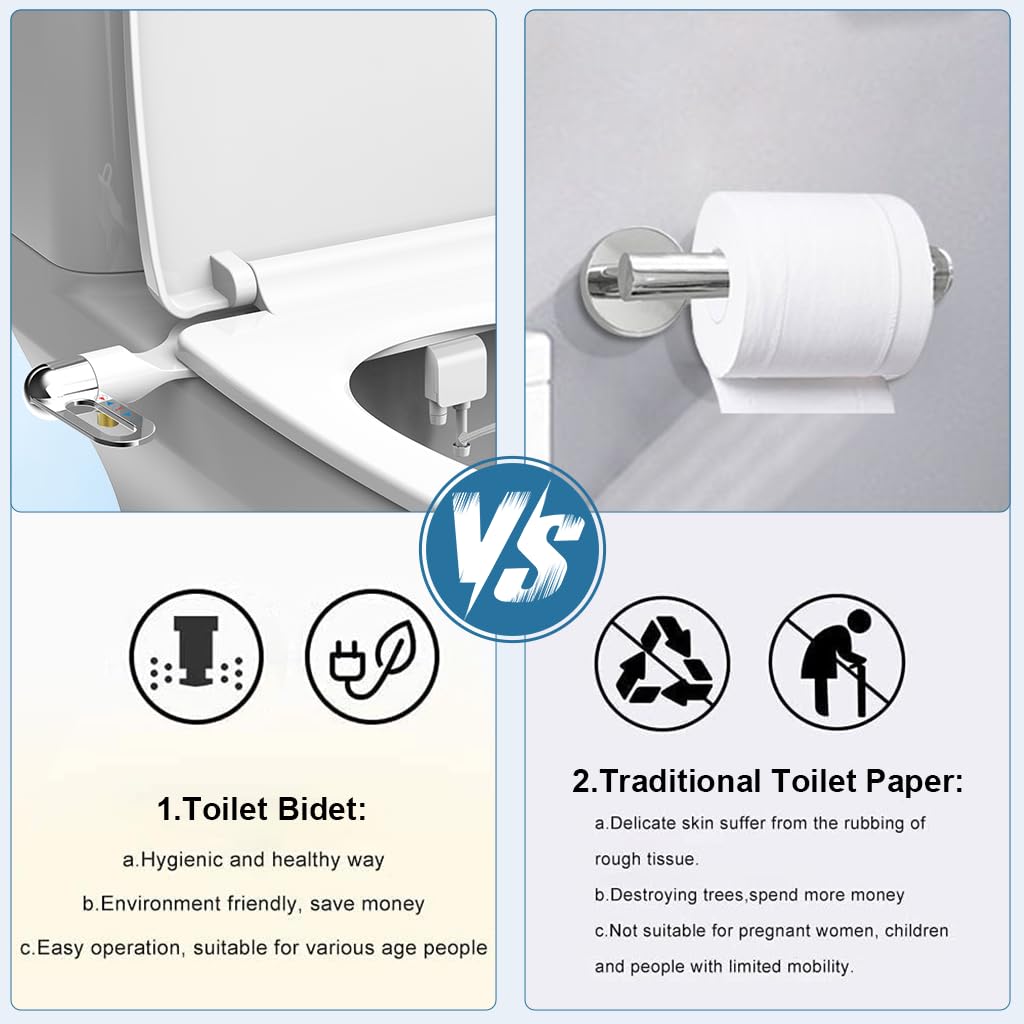 HASTHIP Jet Spray for Toilet Seat with Dual Nozzles and Press Control Handle | ABS Bidet Kit