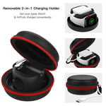 HASTHIP® Special Portable Travel Storage Box for Apple Watch Charging Dock, Compatible with iWatch Series SE/9/8/7/6/5/4/3/2/1, Holder with AirPods 1 & 2 Charging Case Station Organizer (Black)