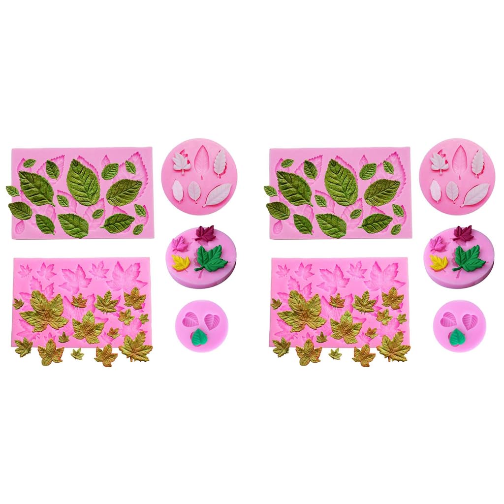 HASTHIP Silicone Fondant Molds for Cake Decoration 10pcs 3D Mini Leaf Shapes | Food Grade
