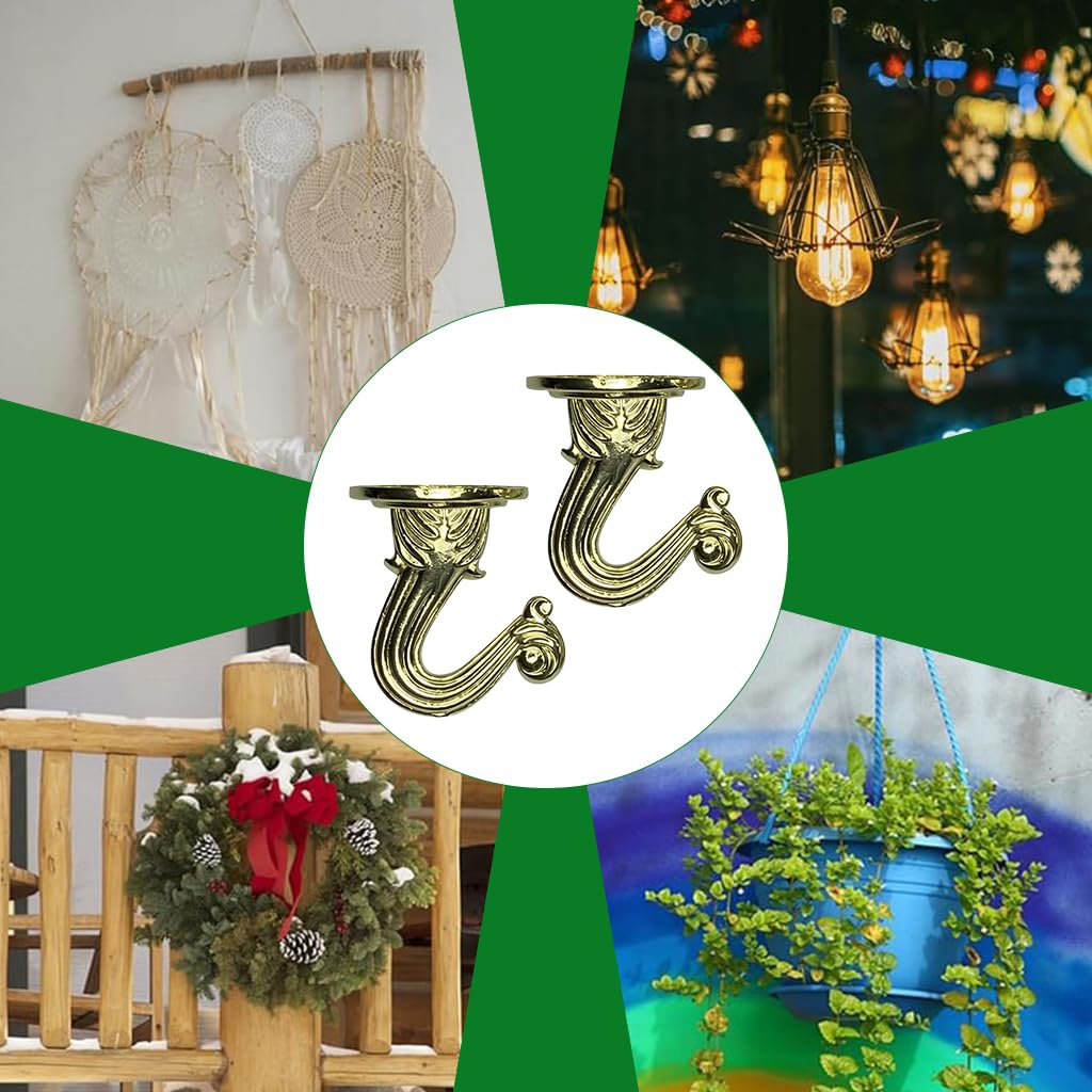 HASTHIP Ceiling Mounting Hooks for Hanging Planters featuring Retro Embossing Zinc Alloy Pack of 2