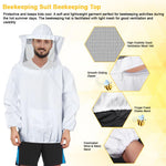 HASTHIP Beekeeping Suit for Hive Protection with Detachable Veil Hat and Elastic Cuffs