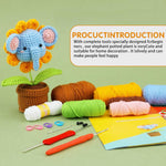 Crochet Stuffed Animal Kit Crochet Kit for Beginners Elephant Knitting Kit Full Set Crochet Starter Kit with Yarn, Polyester Fiber, Crochet Hooks, Tutorial Video, DIY Gift Friends (Sunflower)