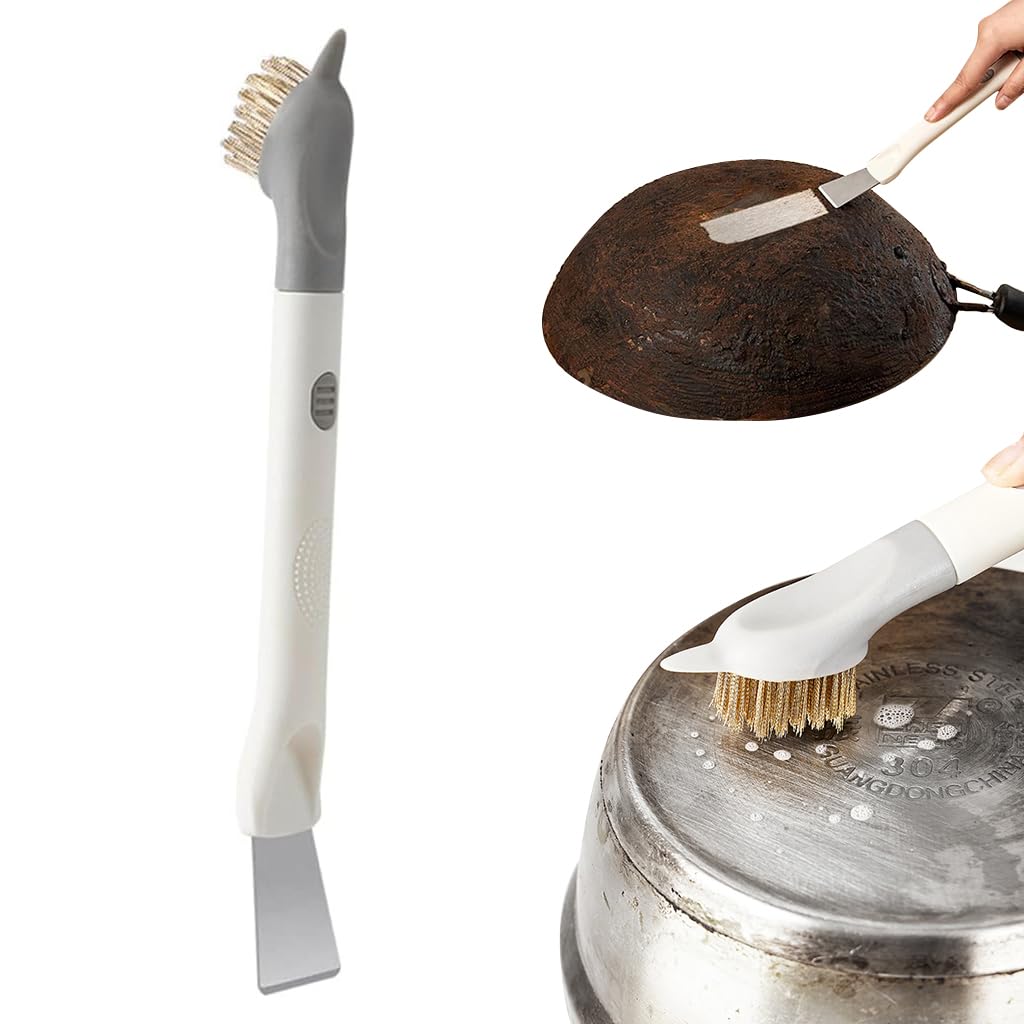 HASTHIP Gap Cleaning Brush for Kitchen and Bathroom with 2 in 1 Scraper and Copper Bristles