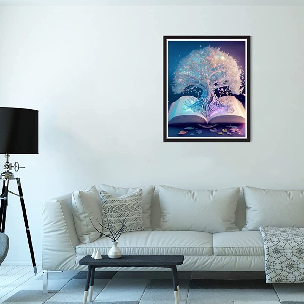 Diamond Painting Kit, 12x16inch White Tree of Life Diamond Painting, 5D Diamond Painting Kit for Adults & Kids, Very Suitable for Home Leisure and Wall Decoration, Gift for Kids and Adults