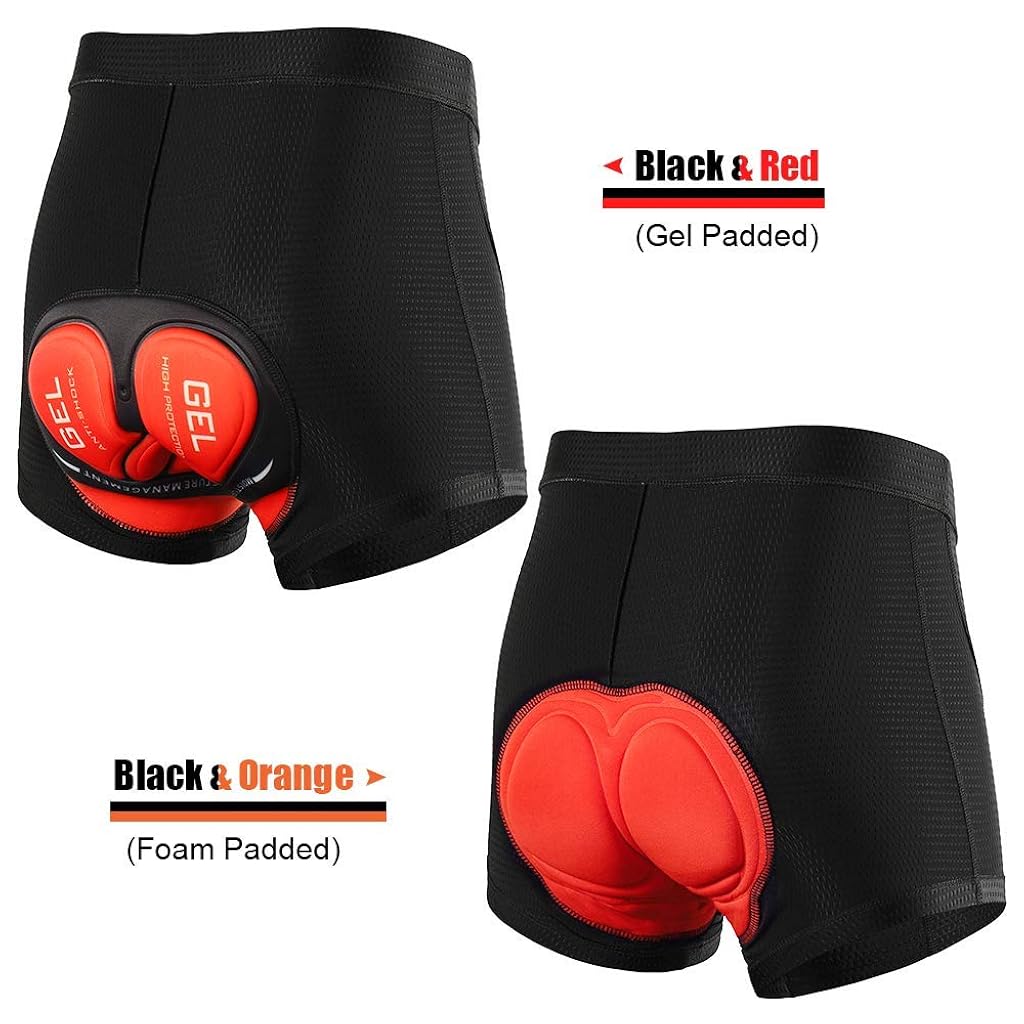 HASTHIP® Pantalones Cortos de Ciclismo para Hombre y Mujer con Acolchado 3D de Gel y Espuma,Antideslizantes,Transpirables Secado Rápido Ropa Interior Deportiva para Bicicleta Negros (M)