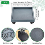 HASTHIP Plant Pot Stand for Indoor and Outdoor Use with 4 Wheels and 30cm Resin Tray | 2Pcs Set