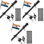 HASTHIP Telescoping Flag Pole for Holiday Displays with 150cm Metal Design featuring 360° Tangle Free Mount | Stainless Steel Rustproof Holder