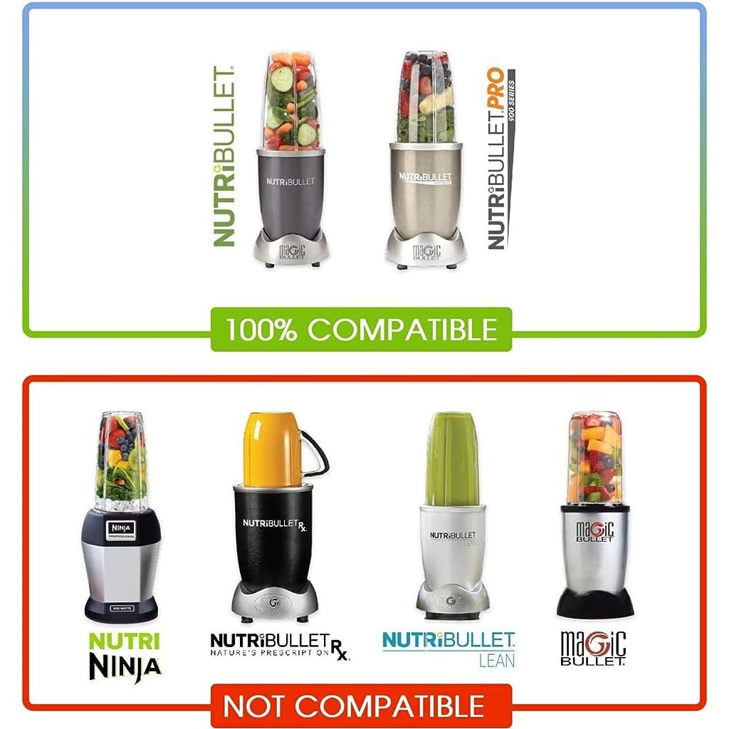 8 Pieces Blender Replacement Parts Extractor Blade for NutriBullet 600W & Pro 900W Series Includes Blender Base, Gaskets, Motor Coupler, Rubber Feet