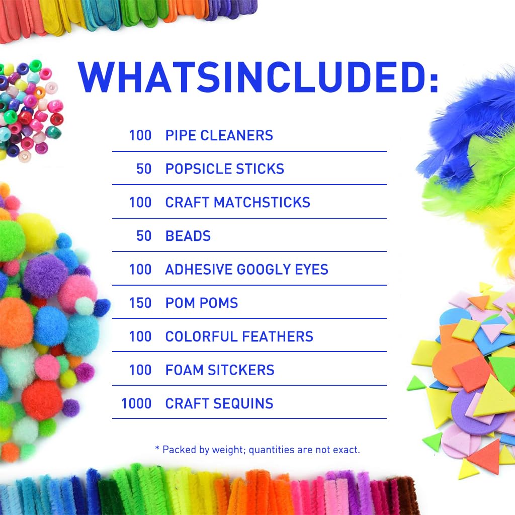 HASTHIP Art and Crafts Supplies Kit for Kids DIY Projects with Colorful Buttons and Googly Eyes | Ideal for Educational and Creative Activities