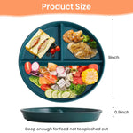 HASTHIP Dinner Plates Set of 6 with 3 Compartments in Wheat Straw | Microwave Safe