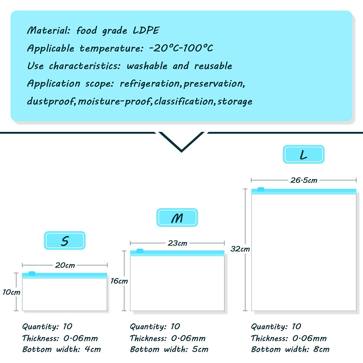 HASTHIP Storage Bags for Food and Travel with Leakproof Stand Up Design | 30 pcs BPA Free Reusable Ziplock Set