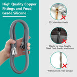 HASTHIP Shower Hose Pipe for Bathroom Upgrades with Copper Connectors and 1.5 m Flexible Silicone Tube | Grey Replacement