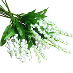 6 Bundles Artificial Flowers, Lily of The Valley Flowers Plant Faux While Flowers Wind Chime Orchid Holding Bouquet Outdoor Bridal Wedding Bouquet for Home Garden Party Decoration