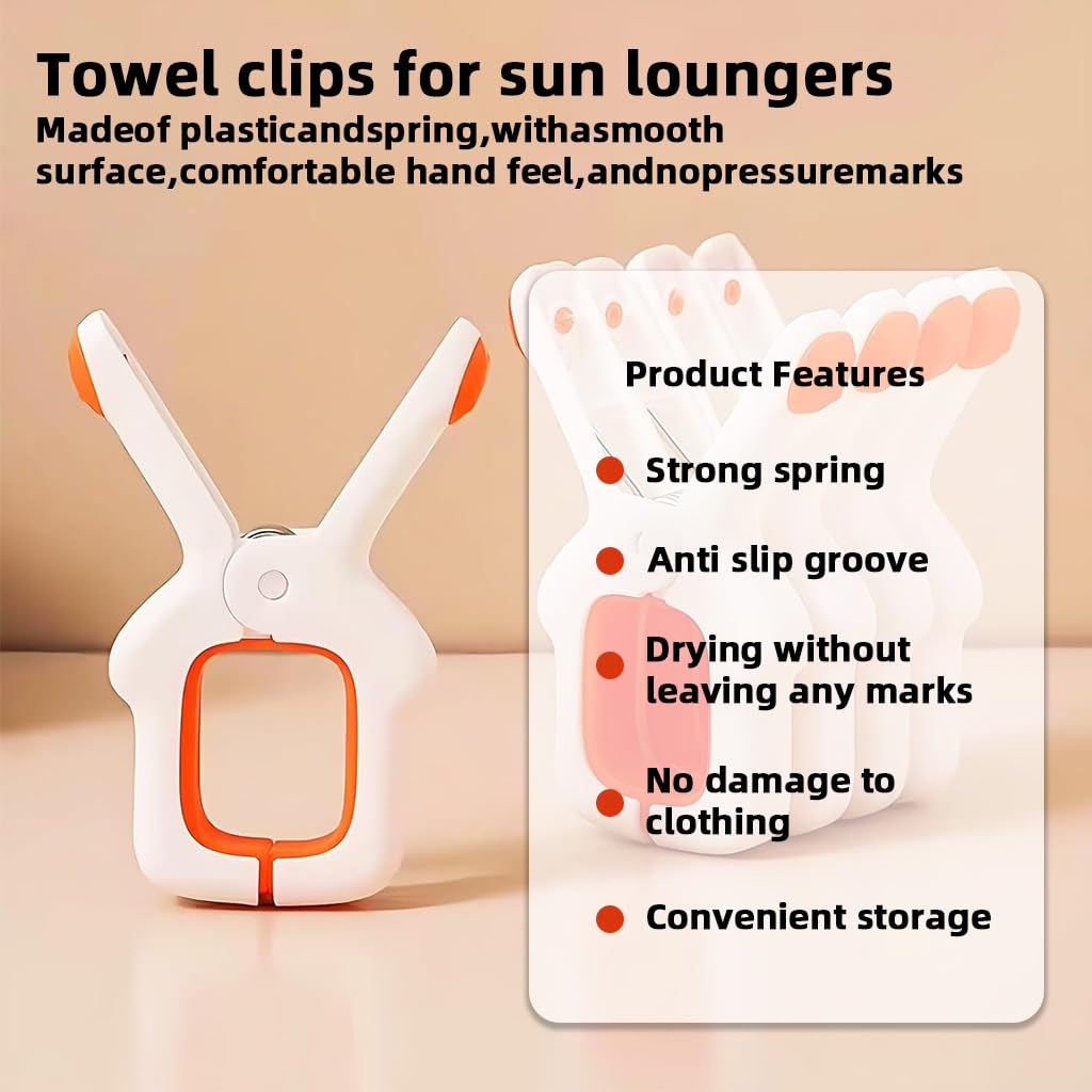 HASTHIP Beach Towel Clips for Sun Loungers with Spring Loaded Grip Set of 8 | Windproof Plastic Pegs