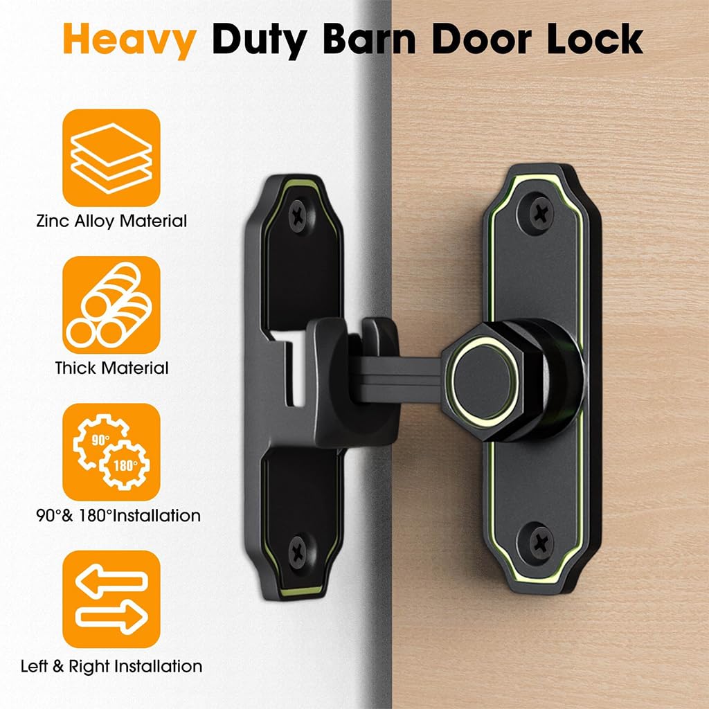 HASTHIP Door Latch for Gates Doors and Cabinets with 90° 180° Design | Glow in the Dark Zinc Alloy Lock
