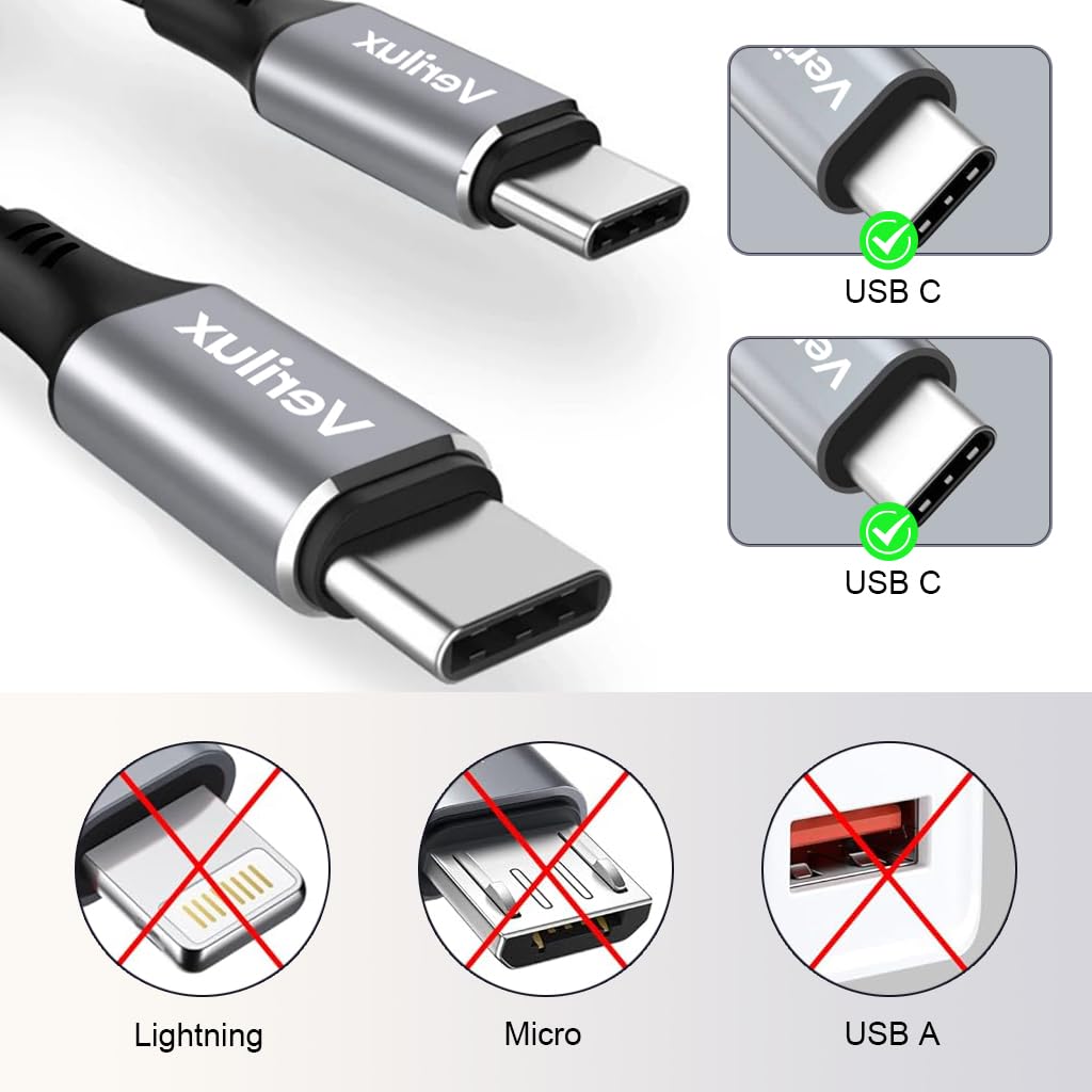 HASTHIP® Cable USB C a USB C 60W 5A Carga Rápida y Transferencia de Datos 480Mbps,Cable Trenzado de Nailon Resistente 5m Tipo para Teléfonos,Tablets y Portátiles Alta Compatibilidad