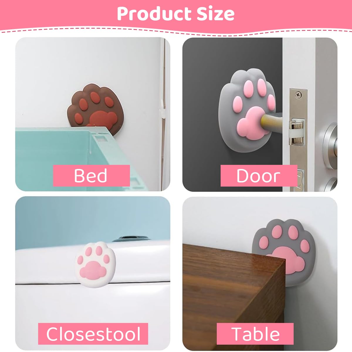 HASTHIP Rubber Door Stopper Set for Home with Self Adhesive Cat Palm Design | 8Pcs 4 Color Wall Protectors