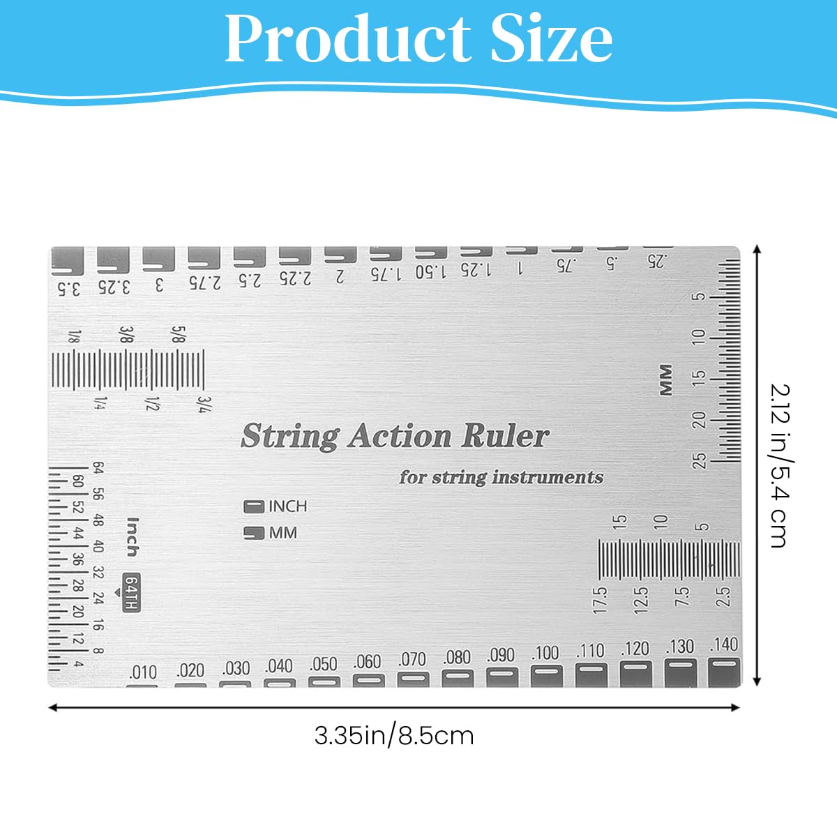 HASTHIP String Action Ruler for Guitar Setup with Etched Precision Scale | 2PCS Stainless Steel Gauge