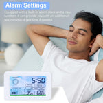 HASTHIP Digital Thermometer and Hygrometer for Home and Office with 4‑inch LCD Display featuring Alarm Clock and Snooze | Temperature Range -50°C to 70°C