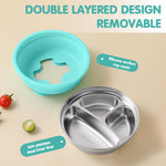 HASTHIP Kids Food Plate for Toddlers with Strong Suction Cups featuring 3 Compartments | 6.2 in Stainless Steel