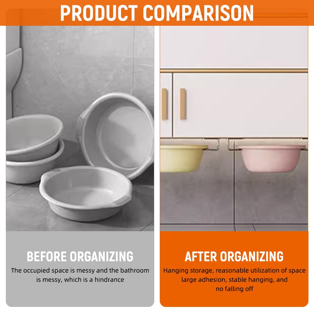 HASTHIP Wall Mounted Hooks for Washbasin Storage with No Drill Design and Stainless Steel | 2PCS Set