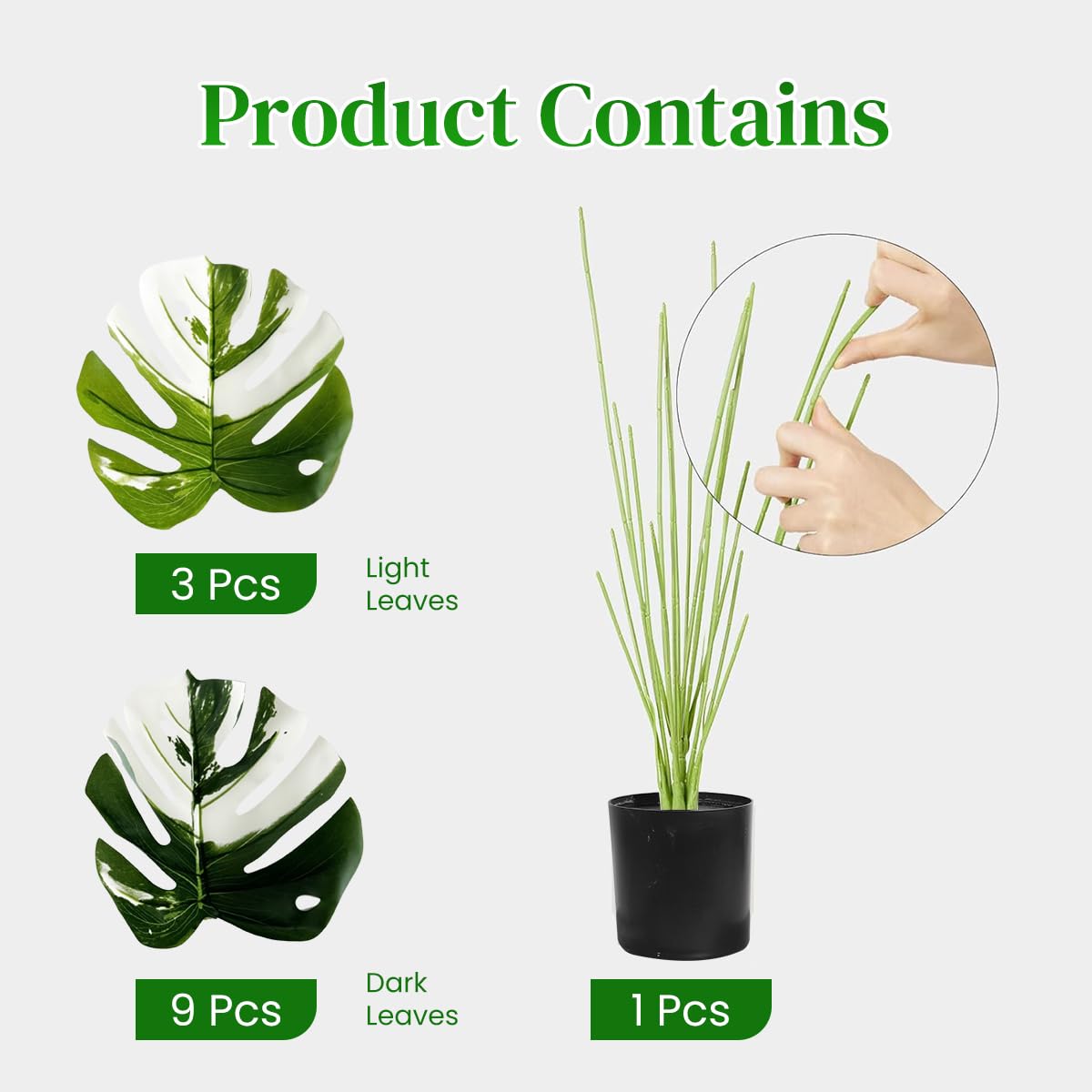 HASTHIP Artificial Monstera Deliciosa Plant for Home or Office Decor with Black Pot | 23.6 in Lifelike Greenery
