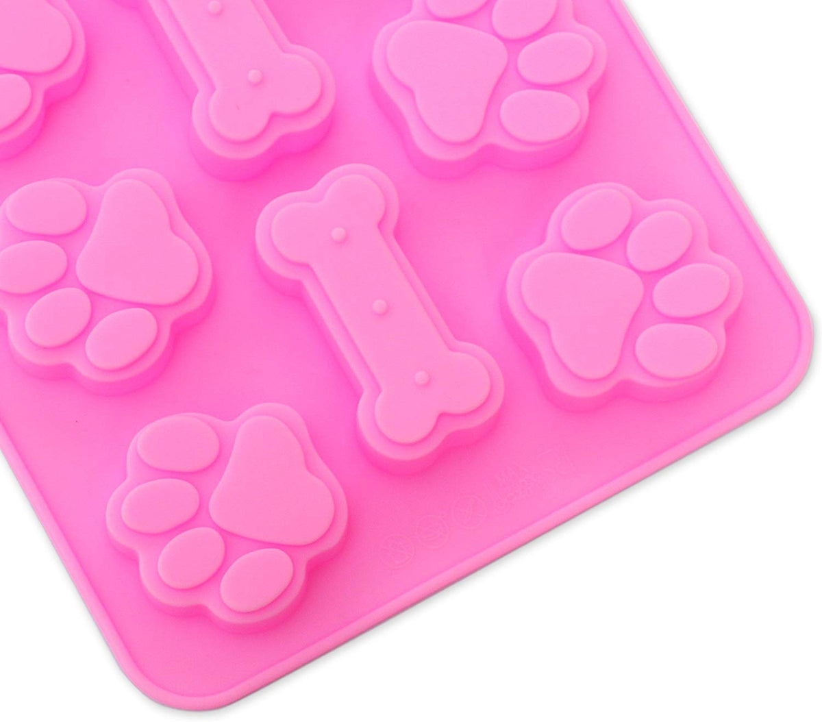 3 Pieces Silicone Molds Puppy Dog Paw & Bone Shaped 2 in 1, 8-Cavity, Reusable Ice Candy Trays Chocolate Cookies Baking Pans