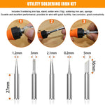 Temperature Adjustable Soldering Iron Kit With 5 Different Soldering Tips & 1 Roll Solder Wire, 80W/220V Soldering Iron With Digital Display Screen, Temperature Range 180-520°C