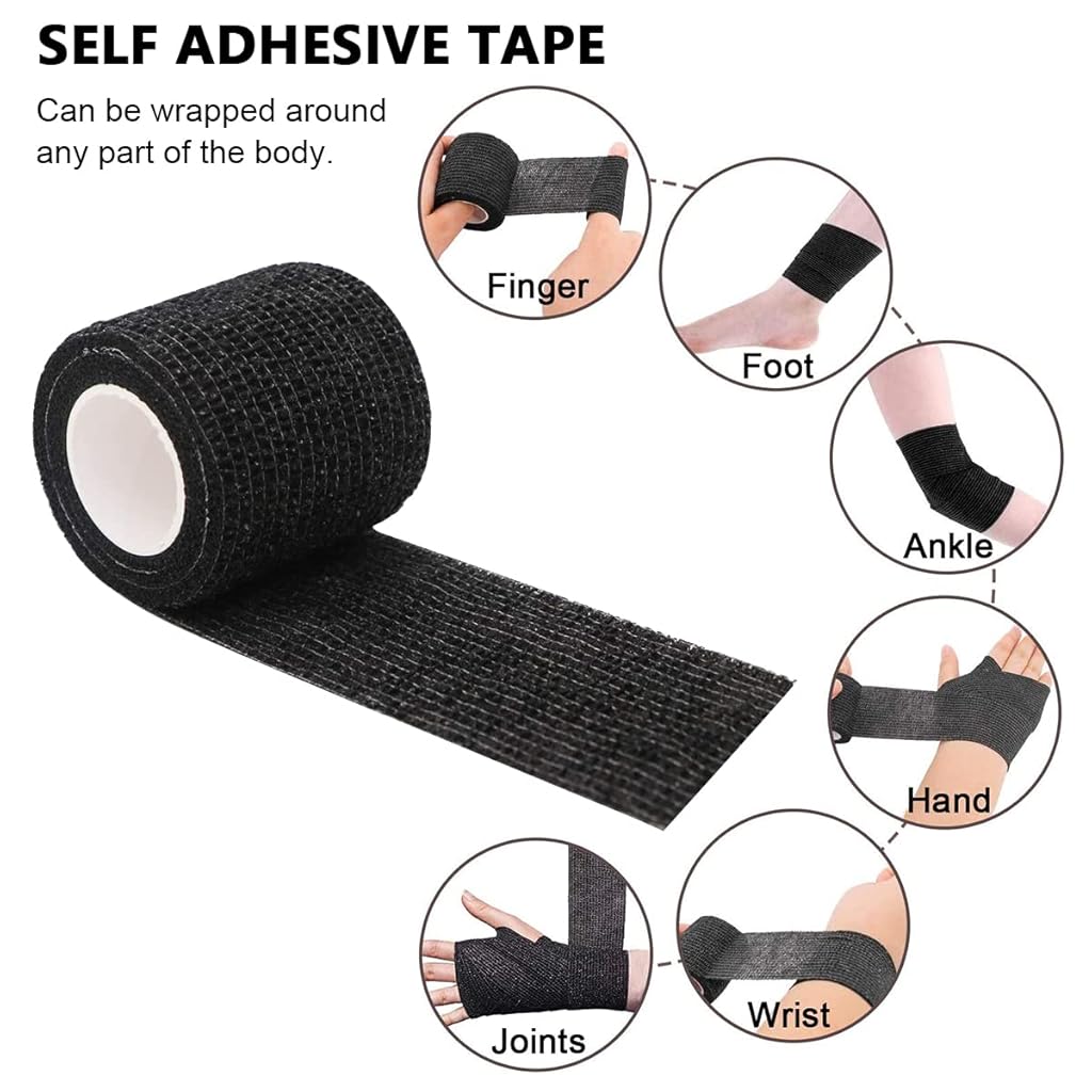 HASTHIP® 6 Roll Self Adhesive Elastic Strethy Crepe Bandage for Tattoo Grip Cover, Small Wound Cohesive Tape Wrap