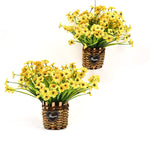 HASTHIP Artificial Flowers for Home Decor featuring 2 Pack Yellow Stems | Festival Table Decoration