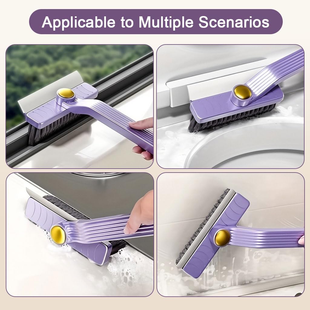 HASTHIP Tile Floor Cleaning Brush for Kitchen and Bathroom with 9.4 in Handheld Design | Rotatable 2 in 1 Scrub Brush and Built in Hair Tweezer
