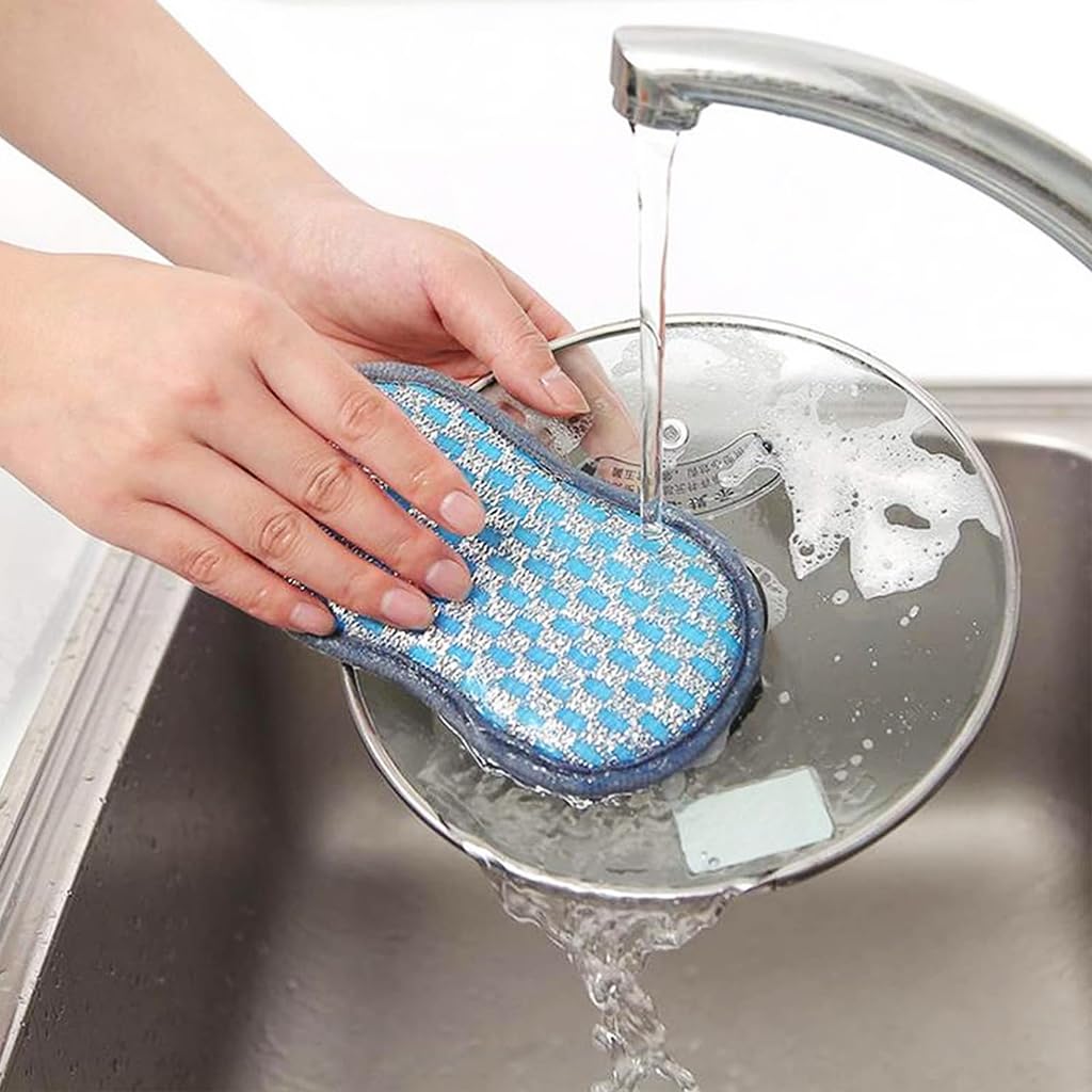 HASTHIP Kitchen Dish Sponge Scrubber 6 Pack for Sink and Pans with Dual-Sided Design | Non-Scratch Microfiber Cleaning