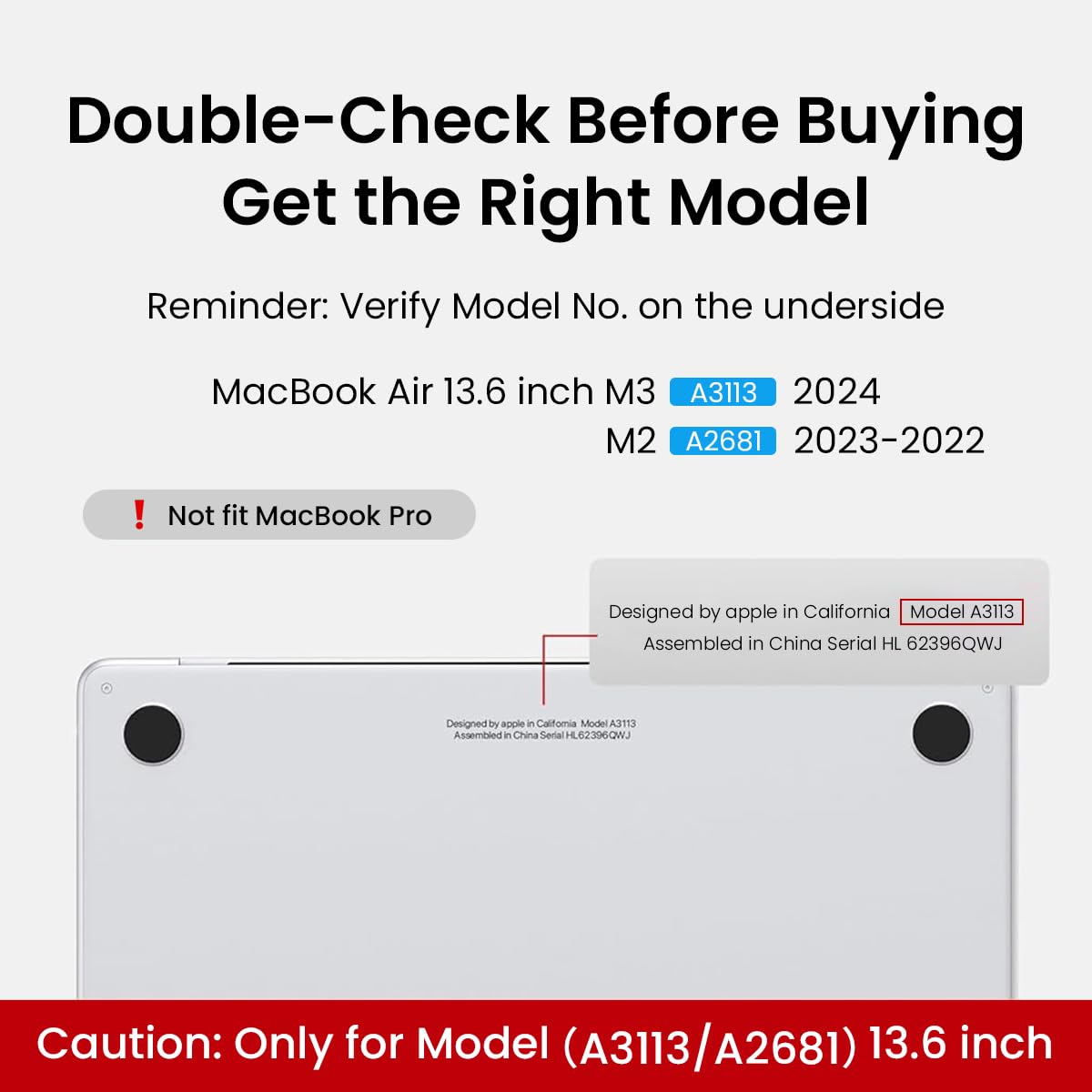 HASTHIP Laptop Soft Shell Case for MacBook Air 13.6 inch featuring Matte Grey Anti Fingerprint Cover