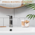 HASTHIP Cotton Swab Holder for Bathroom and Vanity featuring 2 in 1 Clear Organizer Box with Wooden Lid