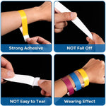 HASTHIP Paper Wristbands for Club and Party Events with Self Adhesive Closure | 300 Count Red Yellow Blue Set