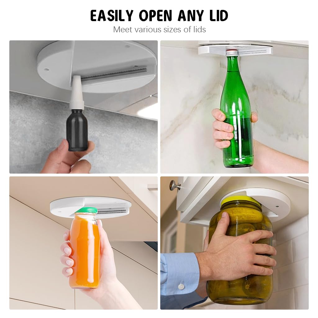 HASTHIP® Jar Opener for Seniors - Under Cabinet Jar Openers for Weak Hands, Arthritis Jar Opener, One Handed Gadgets & Bottle Opener, Essential Kitchen Gadgets for Home Assistance